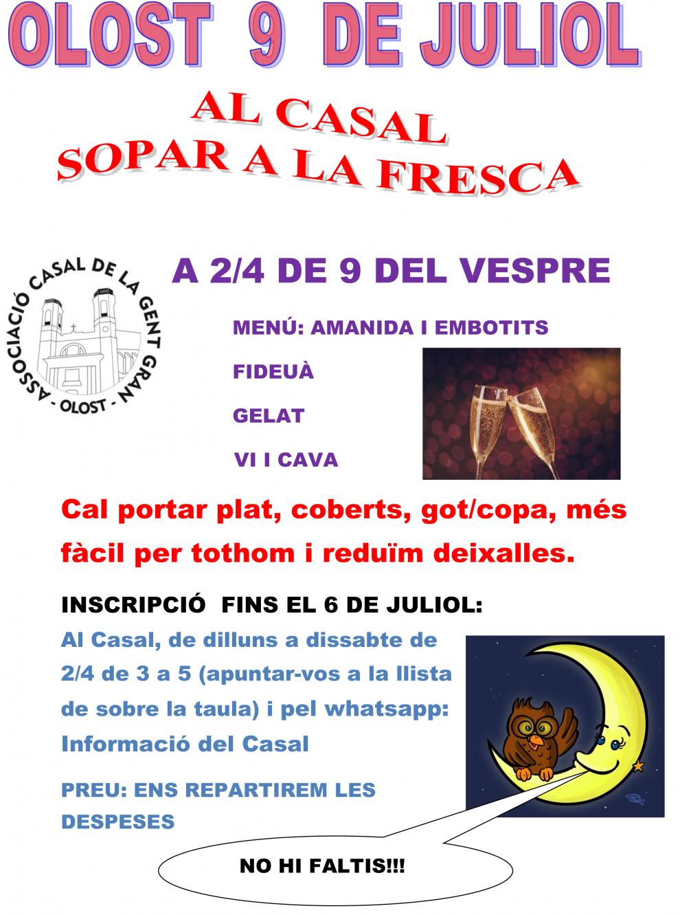 Sopar a la fresca al Casal